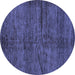 Round Machine Washable Oriental Blue Modern Rug, wshabs264blu