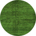 Round Machine Washable Oriental Green Modern Area Rugs, wshabs264grn