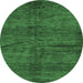 Round Machine Washable Oriental Emerald Green Modern Area Rugs, wshabs264emgrn