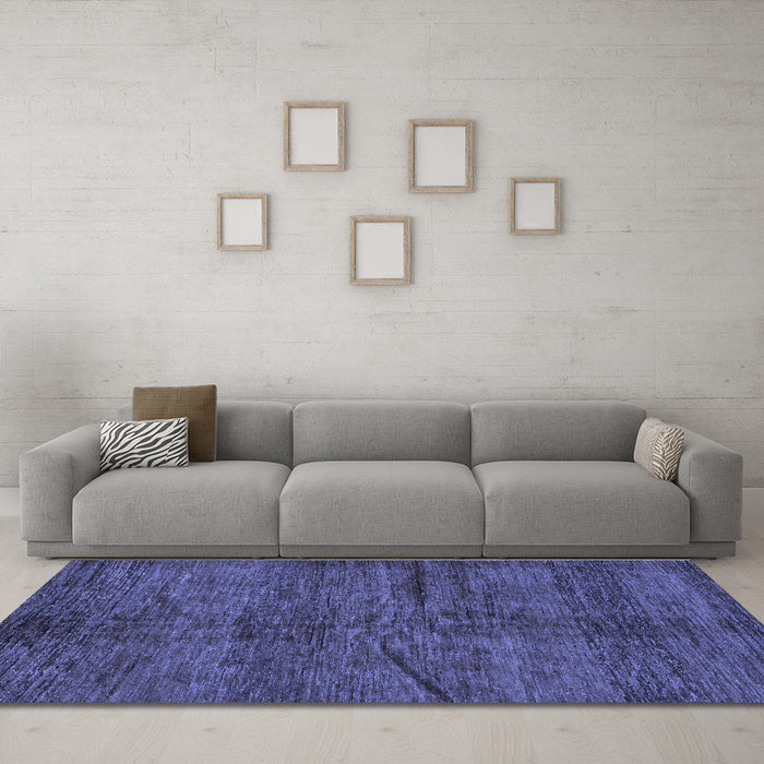 Machine Washable Oriental Blue Modern Rug in a Living Room, wshabs264blu