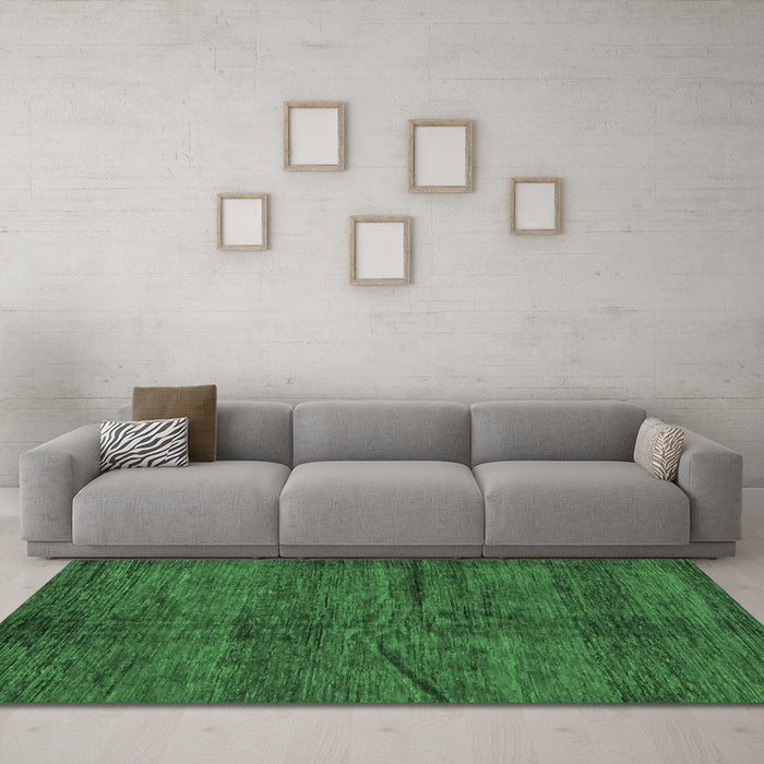 Machine Washable Oriental Emerald Green Modern Area Rugs in a Living Room,, wshabs264emgrn