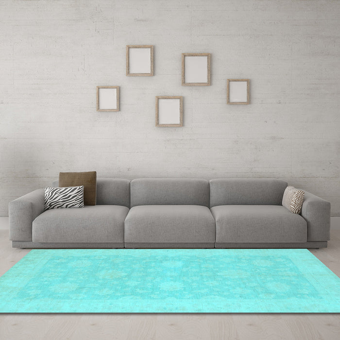 Machine Washable Oriental Light Blue Modern Rug in a Living Room, wshabs2650lblu