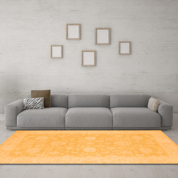 Machine Washable Oriental Orange Modern Area Rugs in a Living Room, wshabs2650org