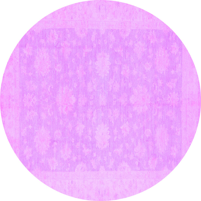 Round Machine Washable Oriental Purple Modern Area Rugs, wshabs2650pur