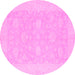 Round Machine Washable Oriental Pink Modern Rug, wshabs2650pnk