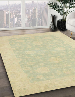 Abstract Brown Gold Oriental Rug in Family Room, abs2650