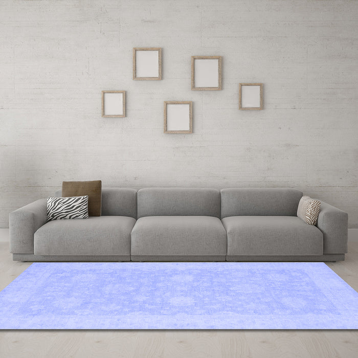 Machine Washable Oriental Blue Modern Rug in a Living Room, wshabs2650blu
