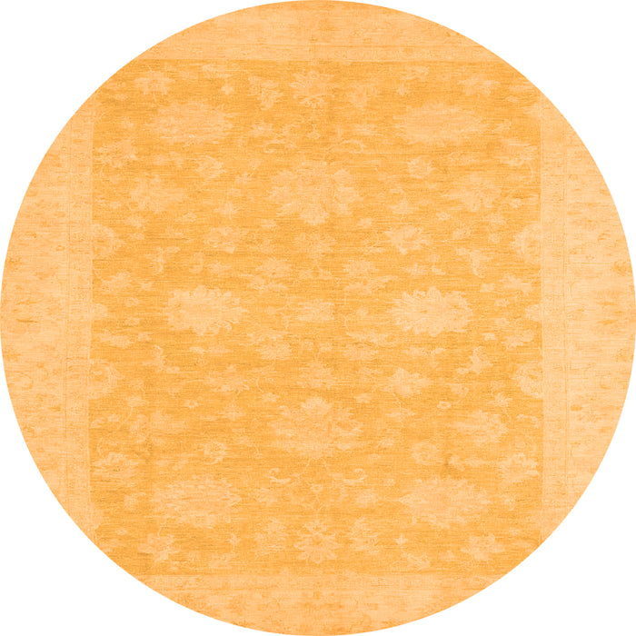 Round Machine Washable Oriental Orange Modern Area Rugs, wshabs2650org