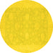 Round Machine Washable Oriental Yellow Modern Rug, wshabs2650yw