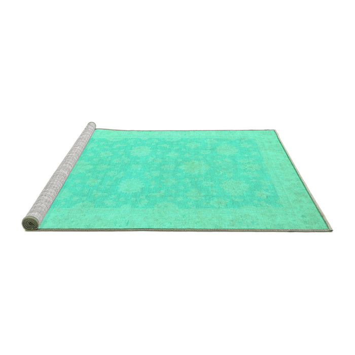 Sideview of Machine Washable Oriental Turquoise Modern Area Rugs, wshabs2650turq