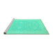 Sideview of Machine Washable Oriental Turquoise Modern Area Rugs, wshabs2650turq