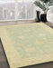 Abstract Brown Gold Oriental Rug in Family Room, abs2650