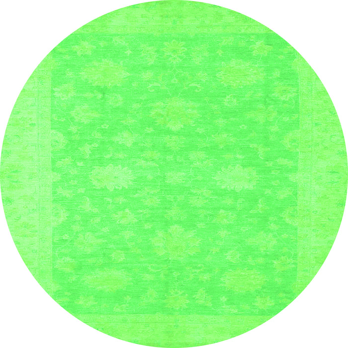 Round Machine Washable Oriental Green Modern Area Rugs, wshabs2650grn