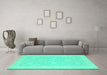 Machine Washable Oriental Turquoise Modern Area Rugs in a Living Room,, wshabs2650turq