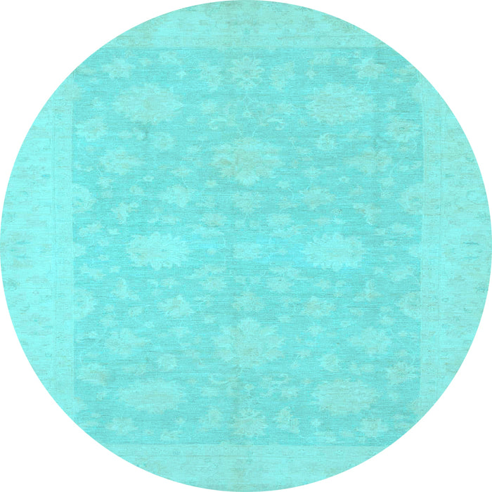 Round Oriental Light Blue Modern Rug, abs2650lblu
