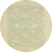 Round Abstract Brown Gold Oriental Rug, abs2650