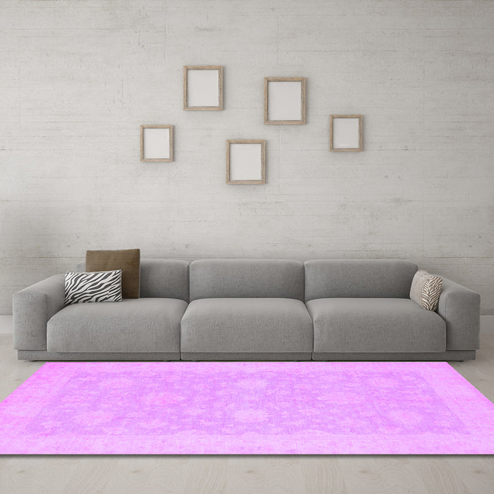 Machine Washable Oriental Purple Modern Area Rugs in a Living Room, wshabs2650pur