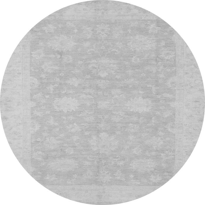 Round Machine Washable Oriental Gray Modern Rug, wshabs2650gry