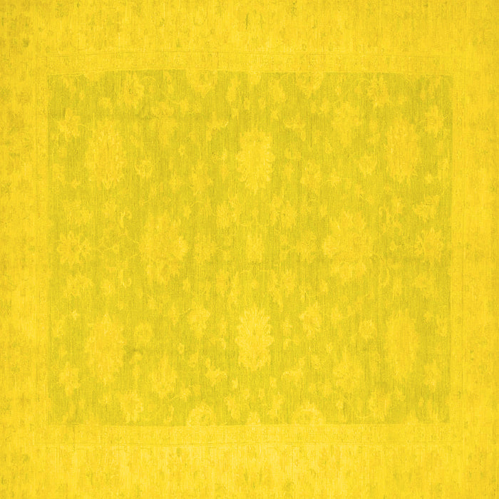 Square Machine Washable Oriental Yellow Modern Rug, wshabs2650yw