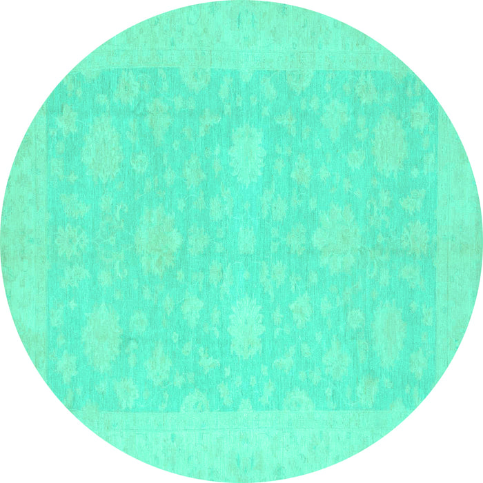 Round Oriental Turquoise Modern Rug, abs2650turq