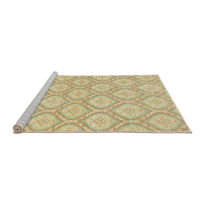 Sideview of Machine Washable Abstract Brown Gold Rug, wshabs2651