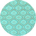 Round Oriental Light Blue Modern Rug, abs2651lblu