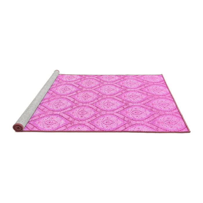 Sideview of Machine Washable Oriental Pink Modern Rug, wshabs2651pnk