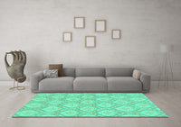 Machine Washable Oriental Turquoise Modern Rug, wshabs2651turq