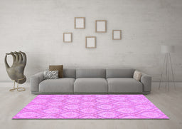 Machine Washable Oriental Purple Modern Area Rugs in a Living Room, wshabs2651pur