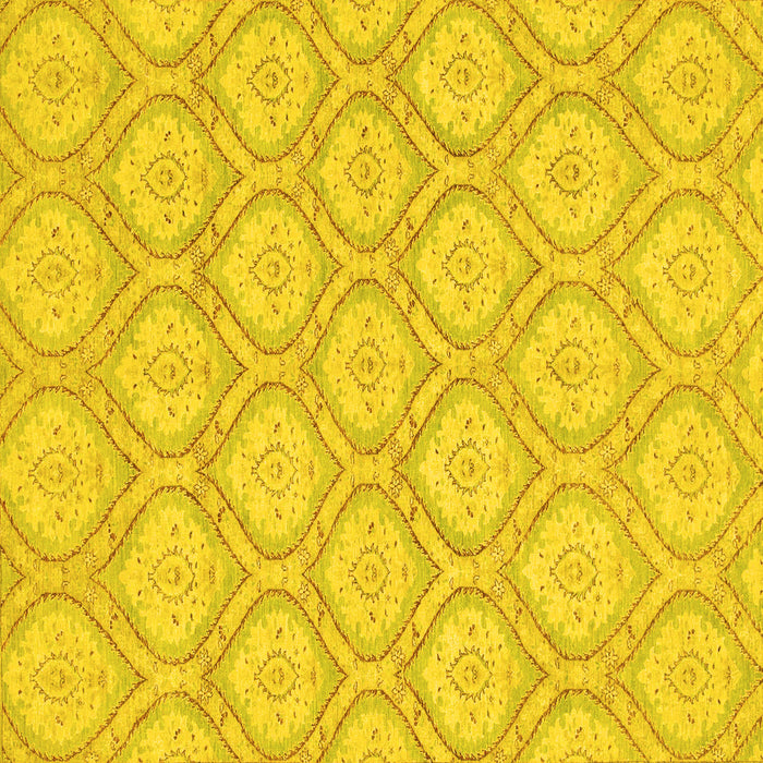 Square Machine Washable Oriental Yellow Modern Rug, wshabs2651yw