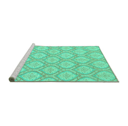Sideview of Machine Washable Oriental Turquoise Modern Area Rugs, wshabs2651turq