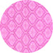 Round Machine Washable Oriental Pink Modern Rug, wshabs2651pnk