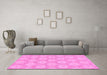 Machine Washable Oriental Pink Modern Rug in a Living Room, wshabs2651pnk