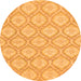 Round Machine Washable Oriental Orange Modern Area Rugs, wshabs2651org