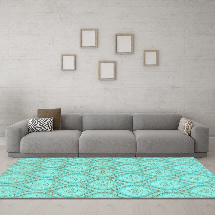 Machine Washable Oriental Light Blue Modern Rug in a Living Room, wshabs2651lblu