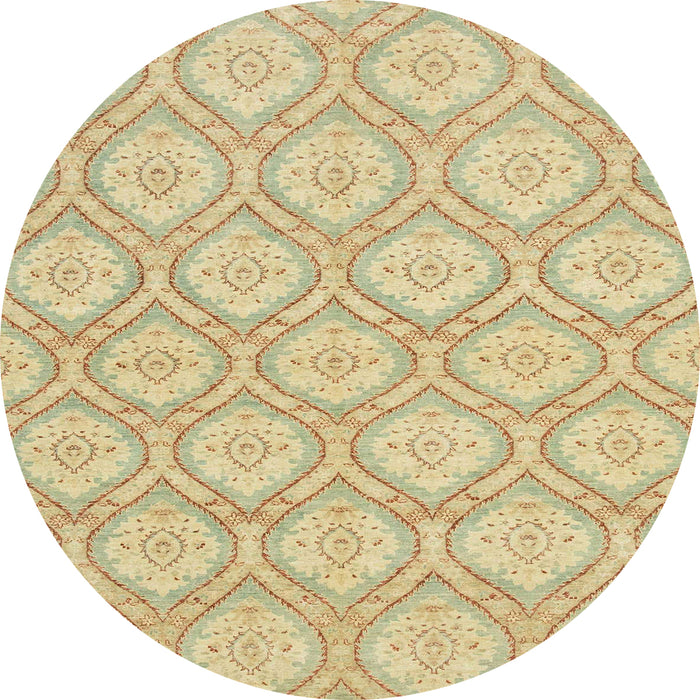 Round Machine Washable Abstract Brown Gold Rug, wshabs2651
