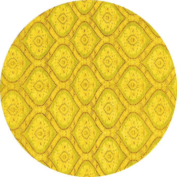 Round Oriental Yellow Modern Rug, abs2651yw