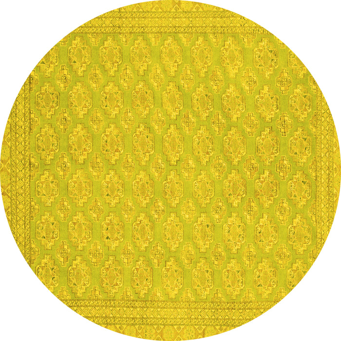 Round Oriental Yellow Modern Rug, abs2652yw
