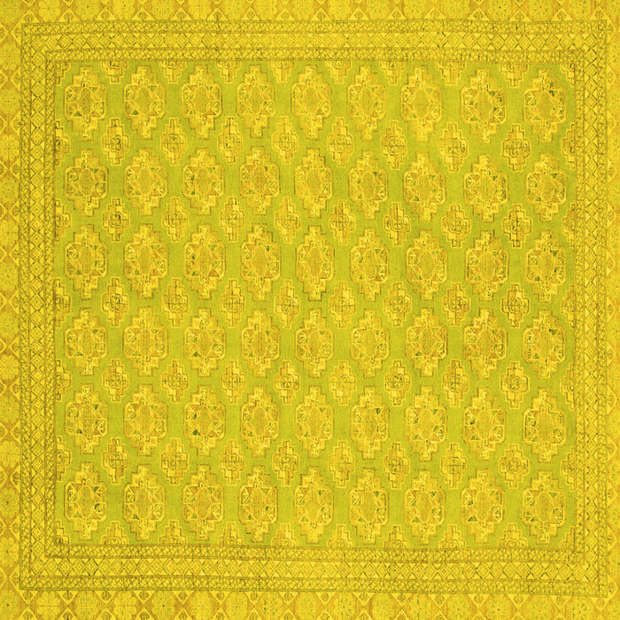 Square Machine Washable Oriental Yellow Modern Rug, wshabs2652yw