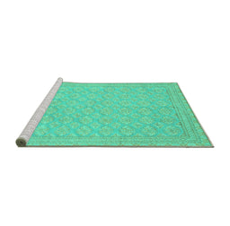 Sideview of Machine Washable Oriental Turquoise Modern Area Rugs, wshabs2652turq