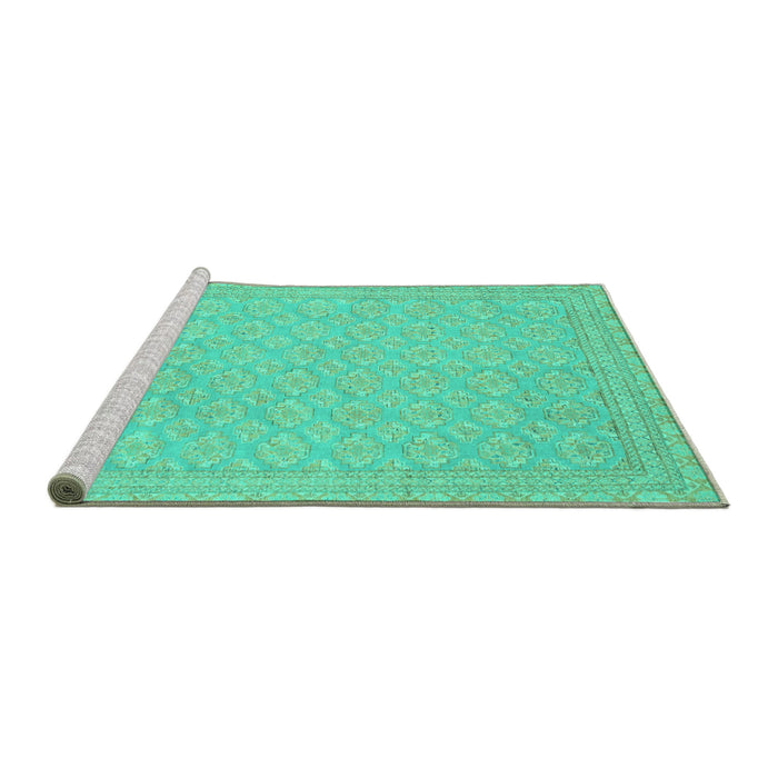 Sideview of Machine Washable Oriental Turquoise Modern Area Rugs, wshabs2652turq