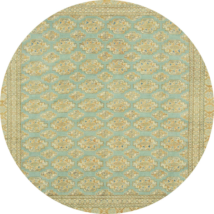 Round Abstract Metallic Gold Oriental Rug, abs2652