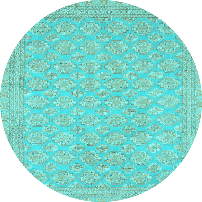 Round Oriental Light Blue Modern Rug, abs2652lblu