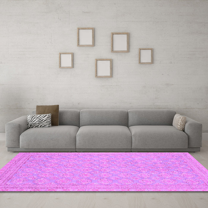 Machine Washable Oriental Purple Modern Area Rugs in a Living Room, wshabs2652pur