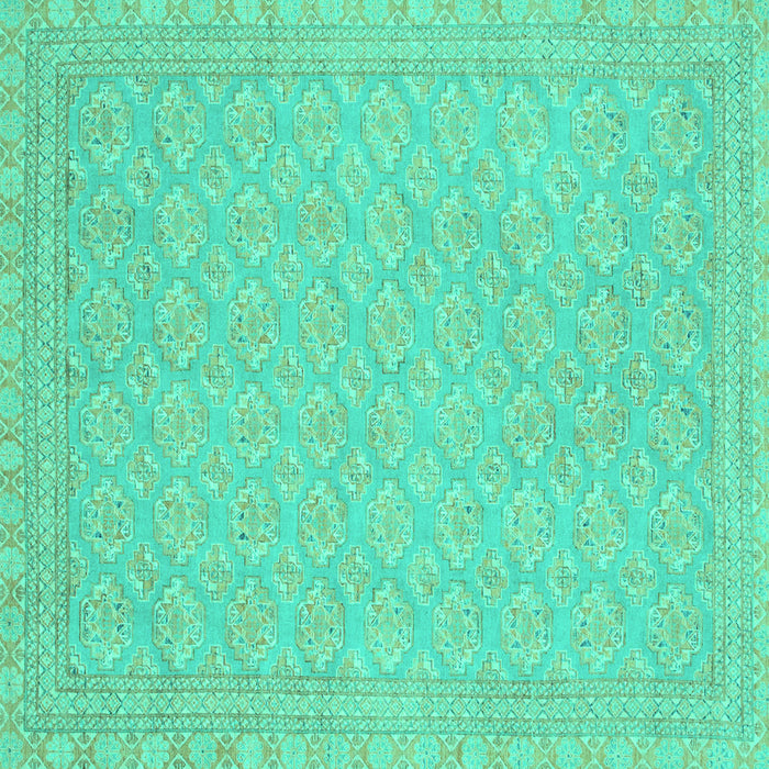 Square Machine Washable Oriental Turquoise Modern Area Rugs, wshabs2652turq
