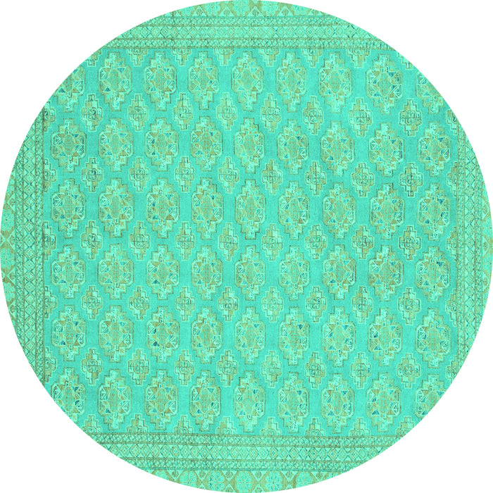 Round Oriental Turquoise Modern Rug, abs2652turq