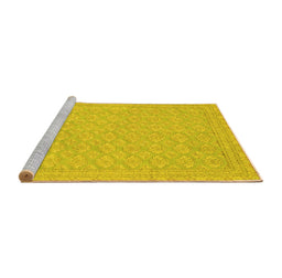 Sideview of Machine Washable Oriental Yellow Modern Rug, wshabs2652yw
