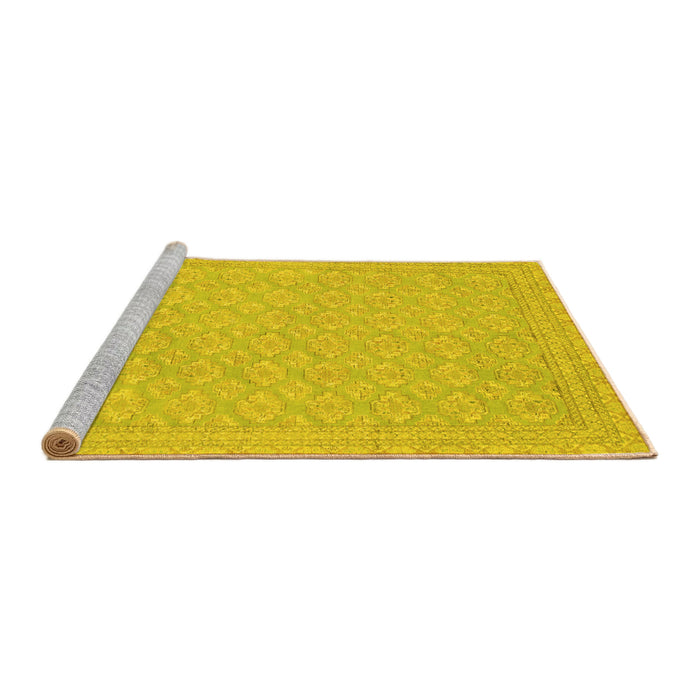 Sideview of Machine Washable Oriental Yellow Modern Rug, wshabs2652yw