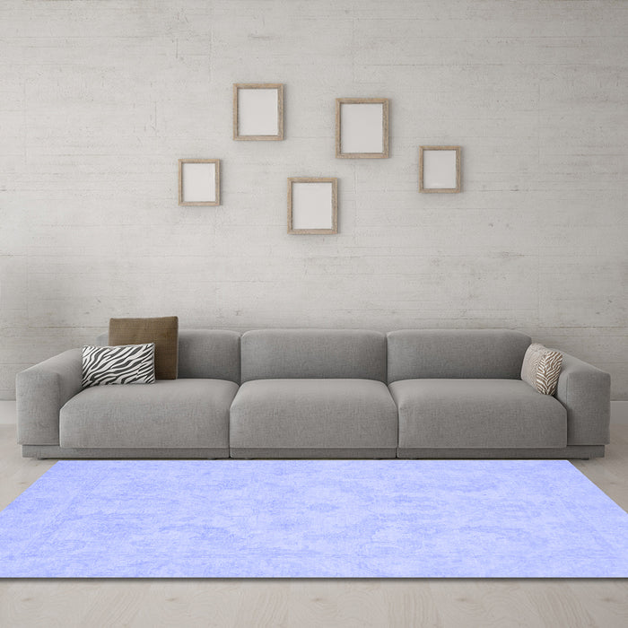 Machine Washable Oriental Blue Modern Rug in a Living Room, wshabs2653blu