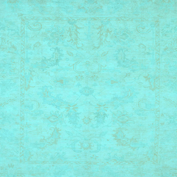 Square Machine Washable Oriental Light Blue Modern Rug, wshabs2653lblu